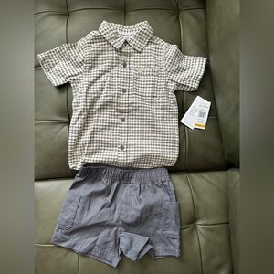 Calvin Klein Jeans Brown Checkered Shirt and Grey Shorts